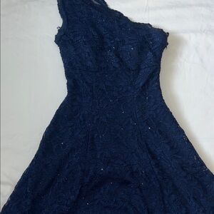 Morgan & Co. Midnight Blue One Shoulder Dress